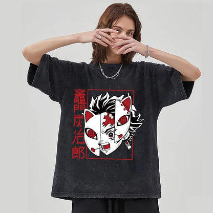 Demon Slayer Oversized T-shirt  Acid Washed