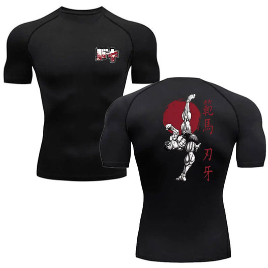 Anime Baki Print Compression T-shirts