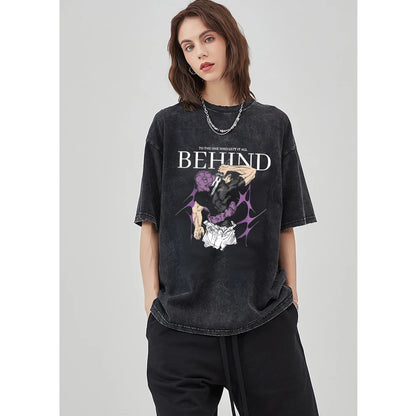 Anime Toji Printed Washed Baggy Tee