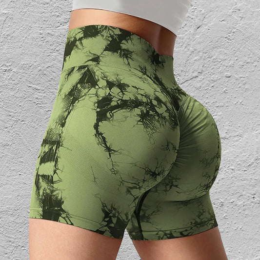 Seamless Tie Dye women Sport Shorts